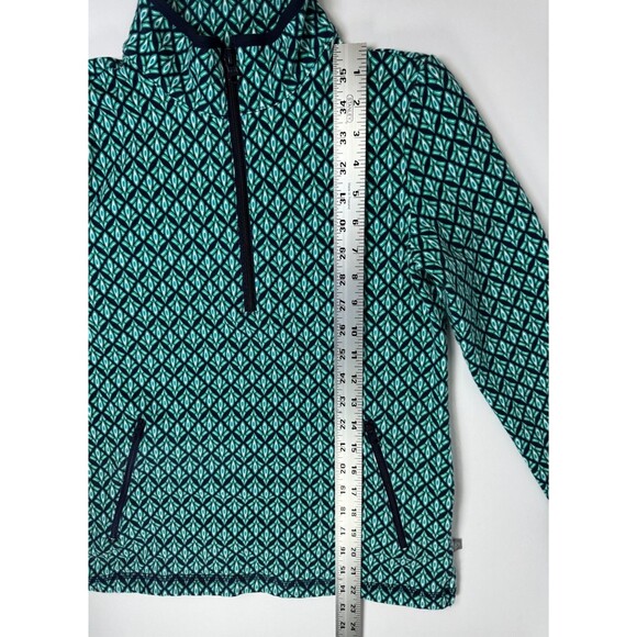 T by Talbots Petite Womens Long Sleeve Half Zip Pullover Navy Teal Geometric - Picture 9 of 11